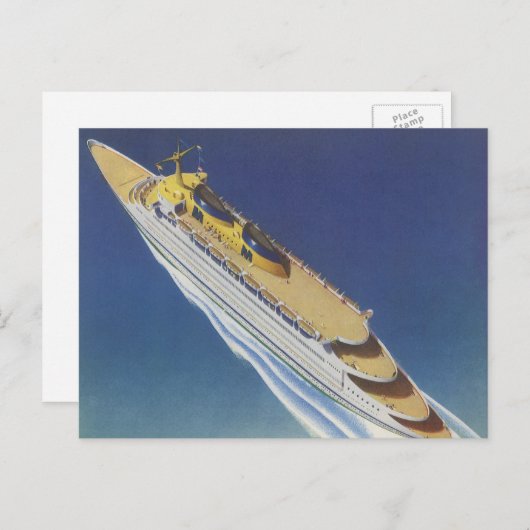 海内のヴィンテージクルーズ船の空中表示 ポストカード (正面/裏面)