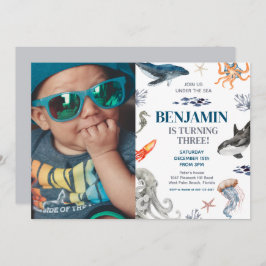 海写真海の誕生日パーティーの下 招待状