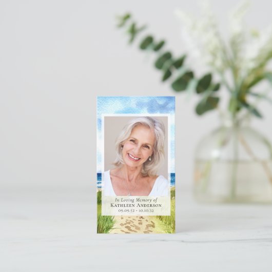 海写真葬儀記念祈りの言葉カード コーリングカード (スタンド正面)