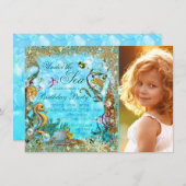 海写真誕生日パーティーの下 招待状 (正面/裏面)