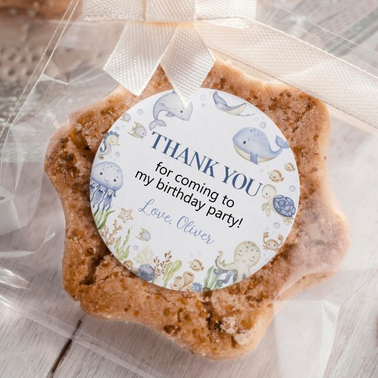 海動物の少年ザシー誕生日 ラウンドシール