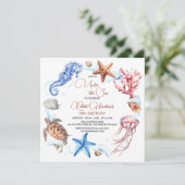 海動物の海の下誕生日招待状 招待状 (スタンド正面)