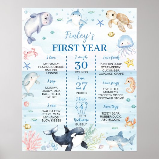 海動物の海の誕生日の節目 ポスター (正面)