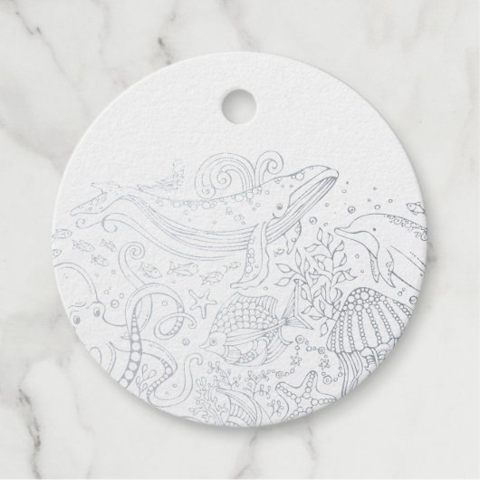 海動物エレガントのスクリプト箔メッセージカード フェイバータグ (正面)