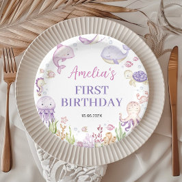 海動物ガールアンダーザシー子供の誕生日 ペーパープレート