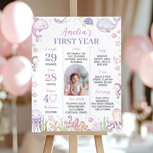 海動物ガールアンダーザシー誕生日マイルストーン ポスター