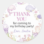 海動物ガールアンダーザシー誕生日 ラウンドシール (正面)