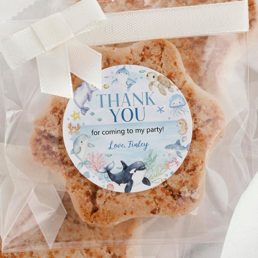 海動物キッズザシー誕生日 ラウンドシール
