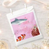 海動物パーティーサメ魚ピンクありがとう フェイバーバッグ (クリップ留めされた状態)