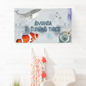 海動物子供の誕生日パーティー青航海の 横断幕 (インサイチュ)