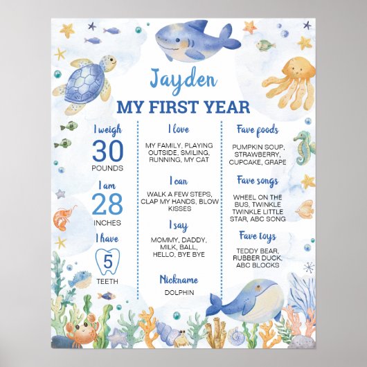 海動物少年の海の下の誕生日マイルストーン ポスター (正面)