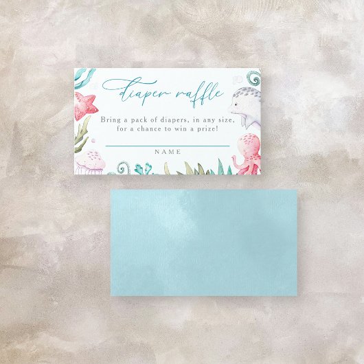 海動物少年の赤ちゃんシャワーおむつラッフル エンクロージャーカード