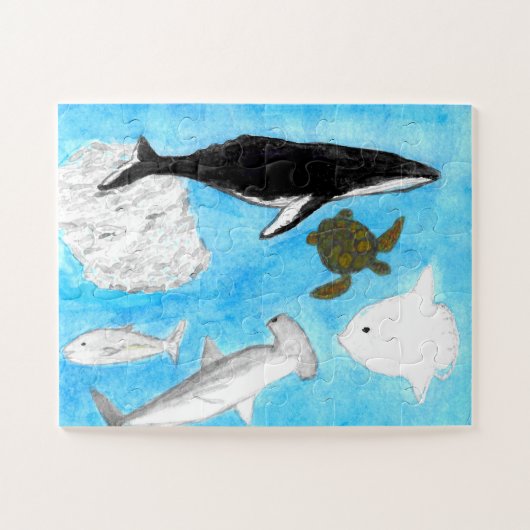 海動物水彩パズル、30ピース ジグソーパズル (横)