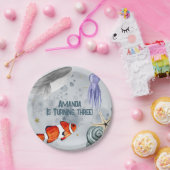 海動物海ライフ子供の誕生日パーティーブルー ペーパープレート (パーティー)