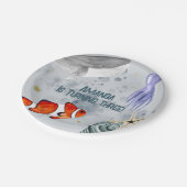 海動物海ライフ子供の誕生日パーティーブルー ペーパープレート (アングル)