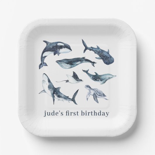 海動物紙プレートナプキンス ペーパープレート (正面)