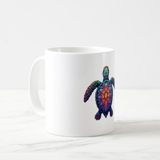 海動物絞り染めトバルシーアニマルマオリタトル コーヒーマグカップ (正面左)