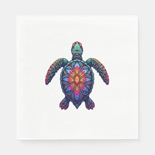 海動物絞り染めトバルシーアニマルマオリタトル スタンダードランチョンナプキン (正面)