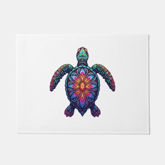 海動物絞り染めトバルシーアニマルマオリタトル ドアマット (正面)