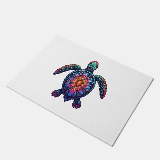 海動物絞り染めトバルシーアニマルマオリタトル ドアマット (アングル)