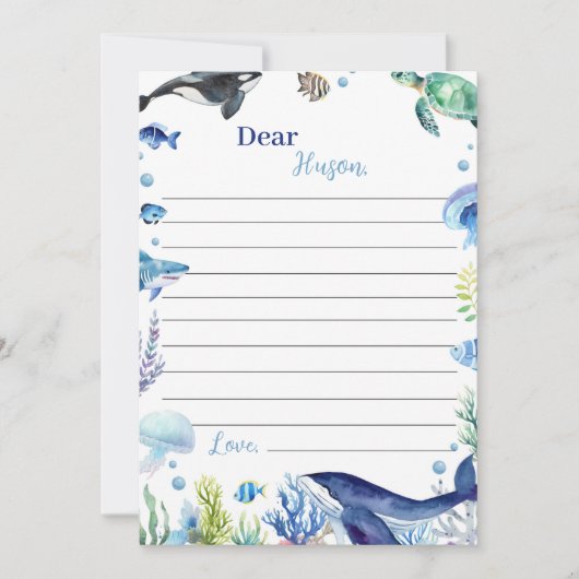 海動物誕生日タイムカプセルメッセージカード サンキューカード (正面)