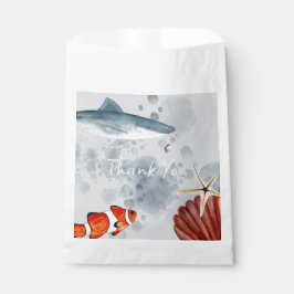 海動物魚の貝殻パーティー青ありがとう フェイバーバッグ