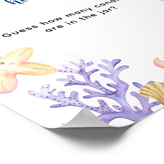 海動物 – 瓶に入っているキャンディーの数 ポスター (角)