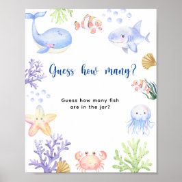海動物 – 瓶に入っている魚の数 ポスター