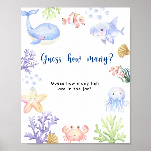 海動物 – 瓶に入っている魚の数 ポスター (正面)