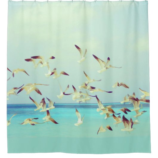 海又は海鳥カモメ シャワーカーテン (正面)