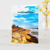 海及びビーチカード上のハッピーバースデーカード カード (黄色い花)