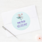 海商でイルカに乗る人魚 ラウンドシール (封筒)