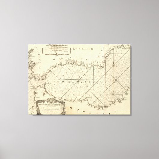 海図のタイトル地中海のページ キャンバスプリント (正面)