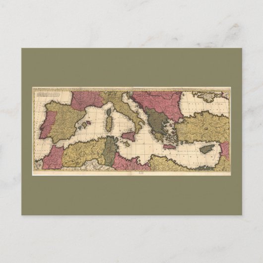 海図地中海の（1695年） ポストカード (正面)