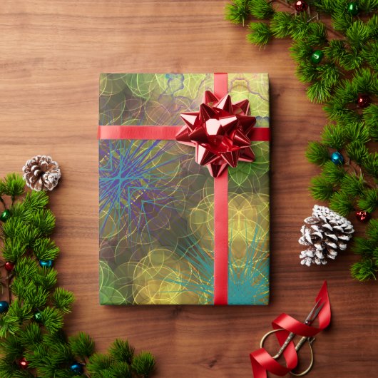 海園、緑、黄色、紫のウニ ラッピングペーパー (クリスマスギフト)