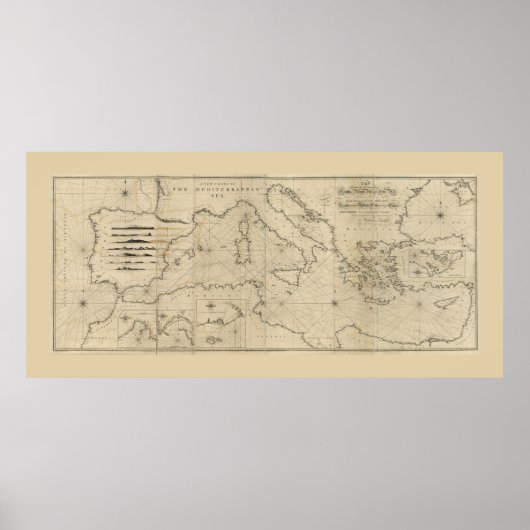 海地中海のの地図(1797) ポスター (正面)