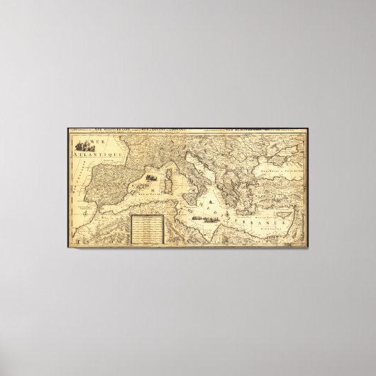海地中海の地図バイギョウメサンソン(1680) キャンバスプリント (正面)