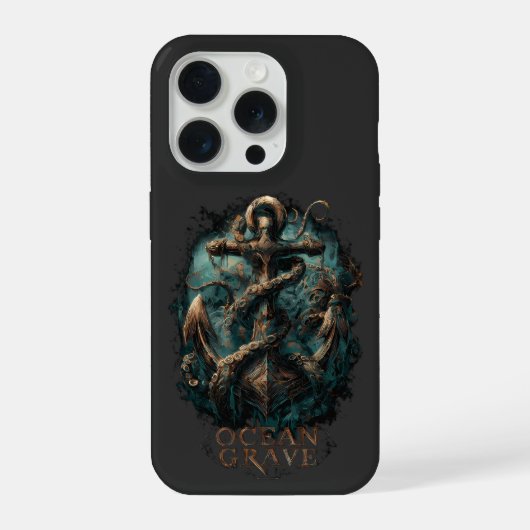 海墓のクラーケン アンカー ダークファンタジー iPhoneケース (裏面)