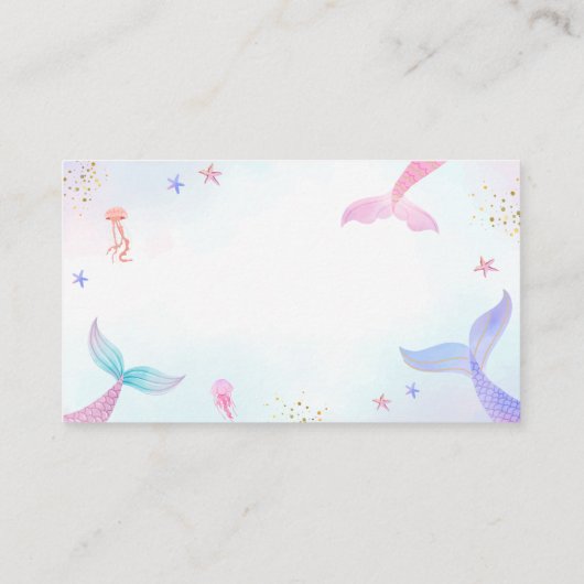 海夏のマーメイドの赤ちゃんシャワー用のテールブック エンクロージャーカード (裏面)