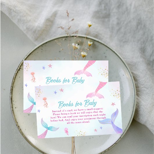 海夏のマーメイドの赤ちゃんシャワー用のテールブック エンクロージャーカード