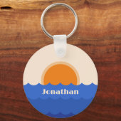 海夕日のミニマルな場面 キーホルダー (正面)