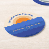 海夕日のミニマルな場面 ラウンドペーパーコースター (アングル)