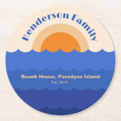 海夕日のミニマルな場面 ラウンドペーパーコースター (正面)