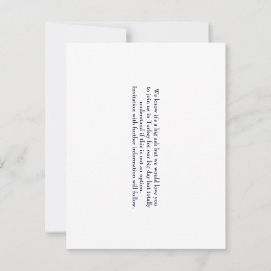 海外で結婚式 トルコ 保存日付 セーブザデート (裏面)