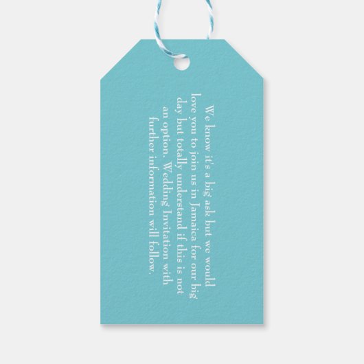 海外の結婚式ジャマイカ日付を保存 ギフトタグ (裏面)