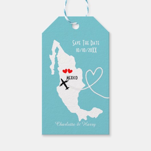 海外の結婚式メキシコ日付を保存 ギフトタグ (正面)