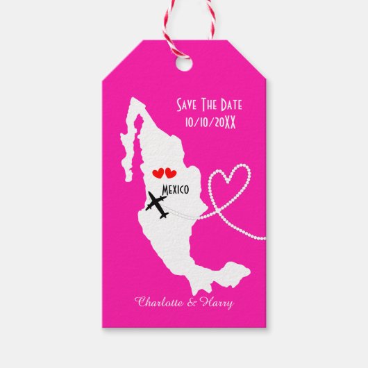 海外の結婚式メキシコ日付を保存 ギフトタグ (正面)