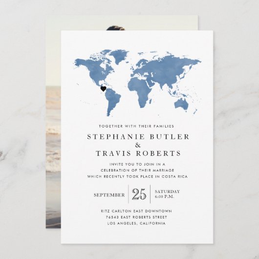 海外挙式後の自宅パーティー招待状 招待状 (正面/裏面)