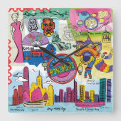 海外旅行 – 香港 スクエア壁時計 (正面)