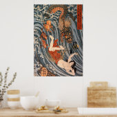 海女と龍,国芳,女&ドラゴン,国芳,浮世絵 ポスター (キッチン)